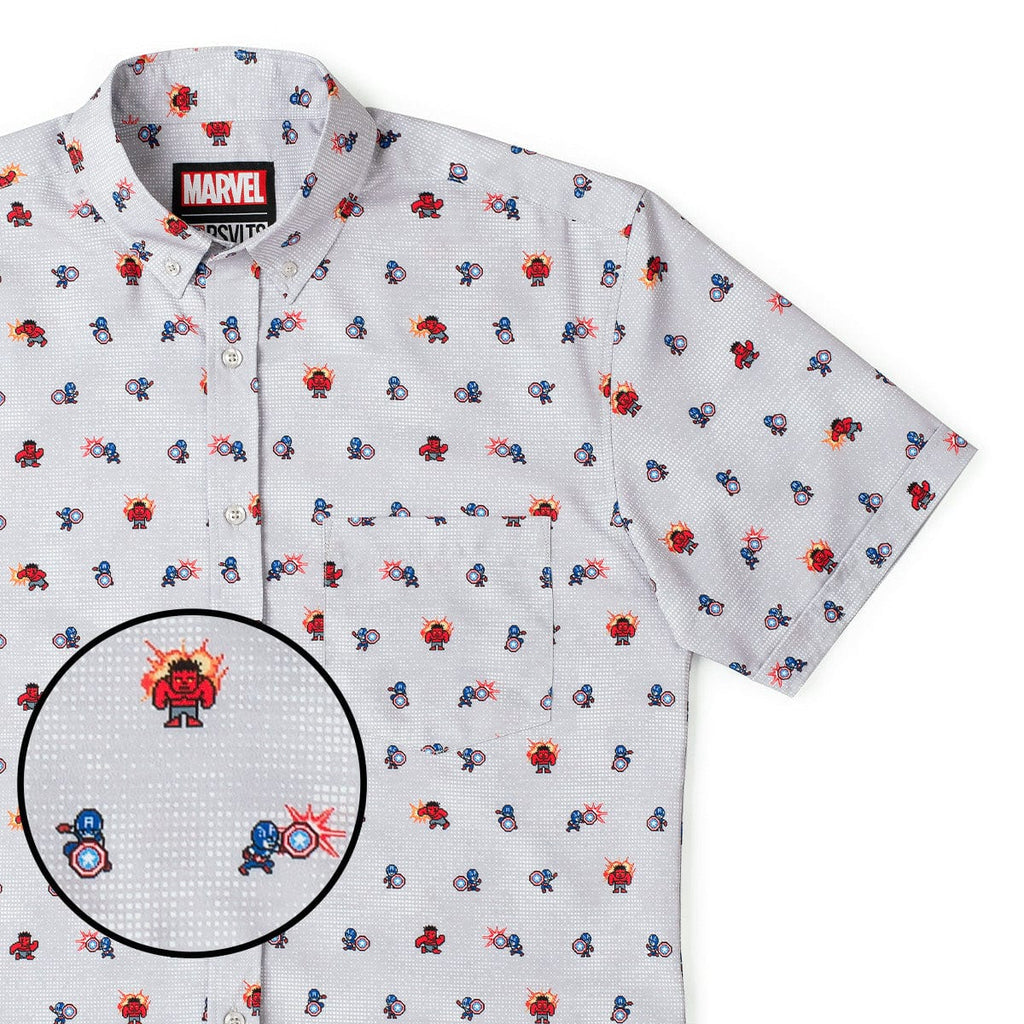 RSVLTS Red Fightin' Blue KUNUFLEX Short Sleeve Shirt in White — front view