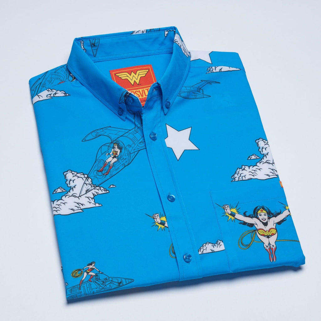 RSVLTS Invisible Jet KUNUFLEX Short Sleeve Shirt in Blue — detail 7