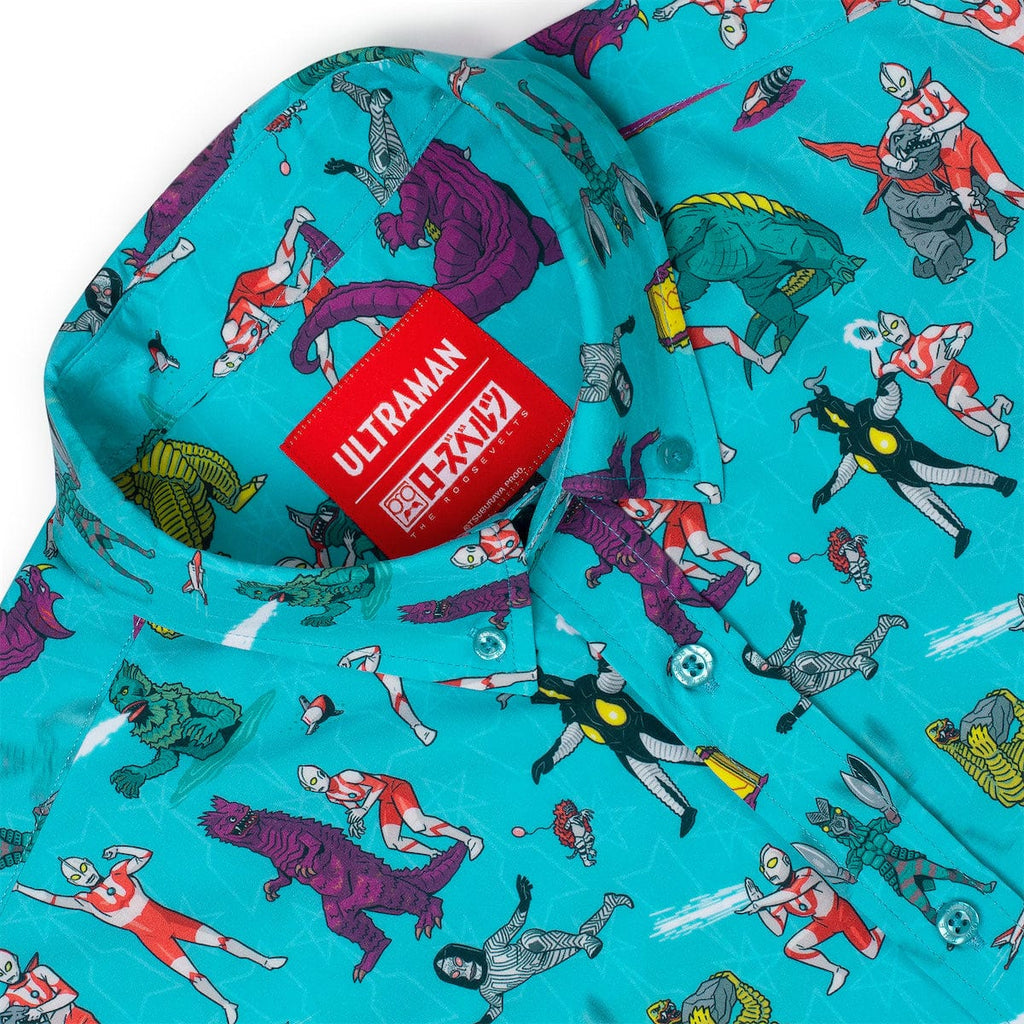 RSVLTS Ultraman Versus KUNUFLEX Short Sleeve Shirt in Blue — detail 4