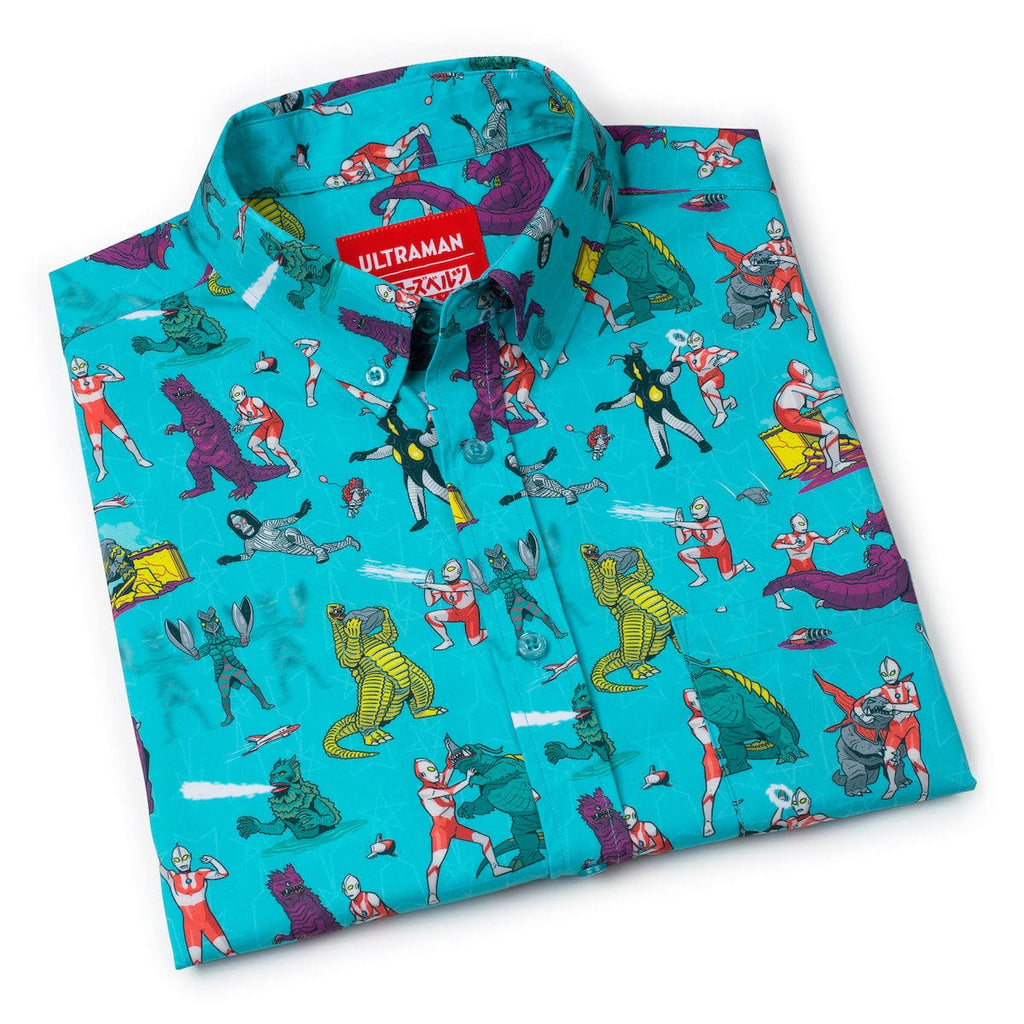 RSVLTS Ultraman Versus KUNUFLEX Short Sleeve Shirt in Blue — detail 6