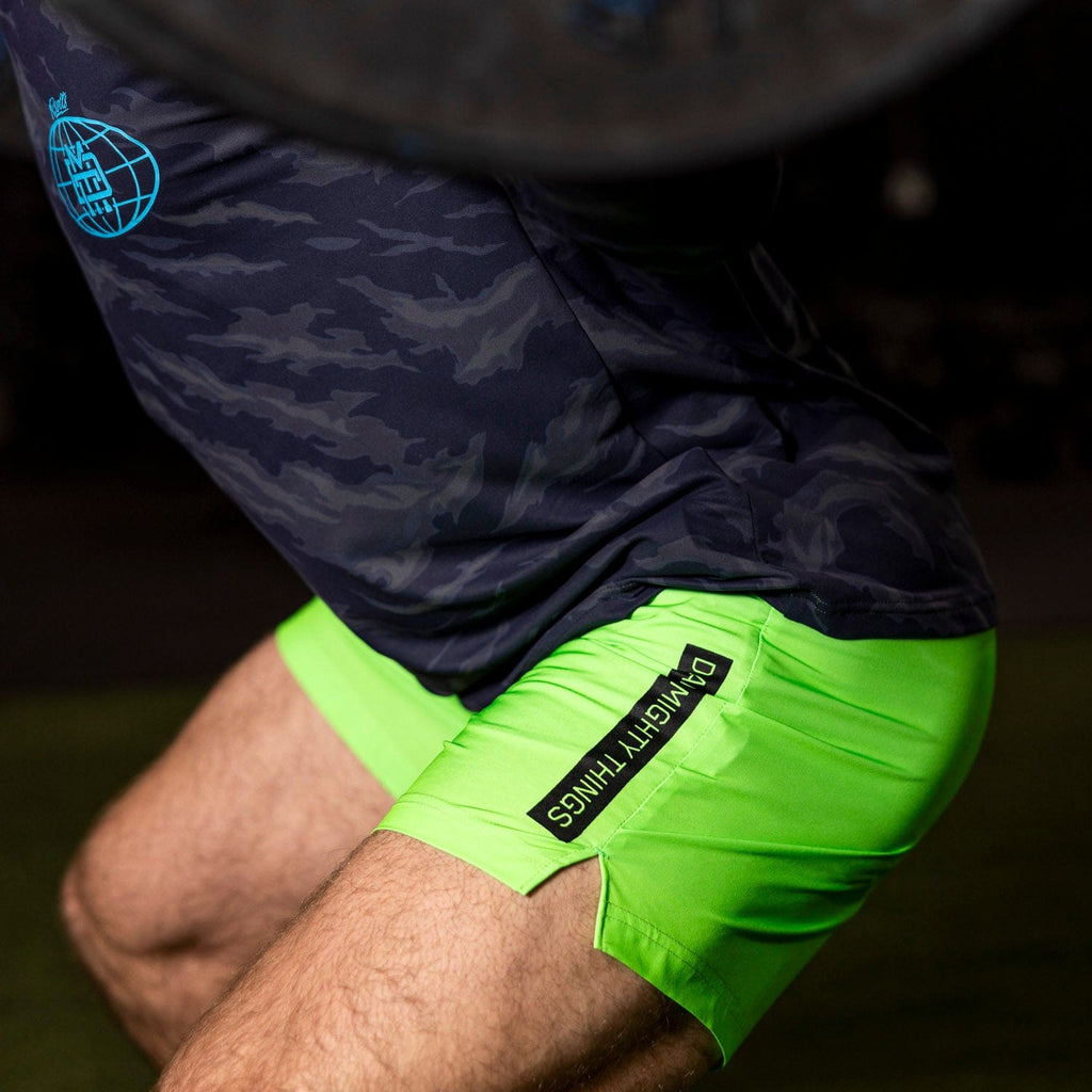 RSVLTS Radioactive V1 Lined Training Shorts in Green — detail 6