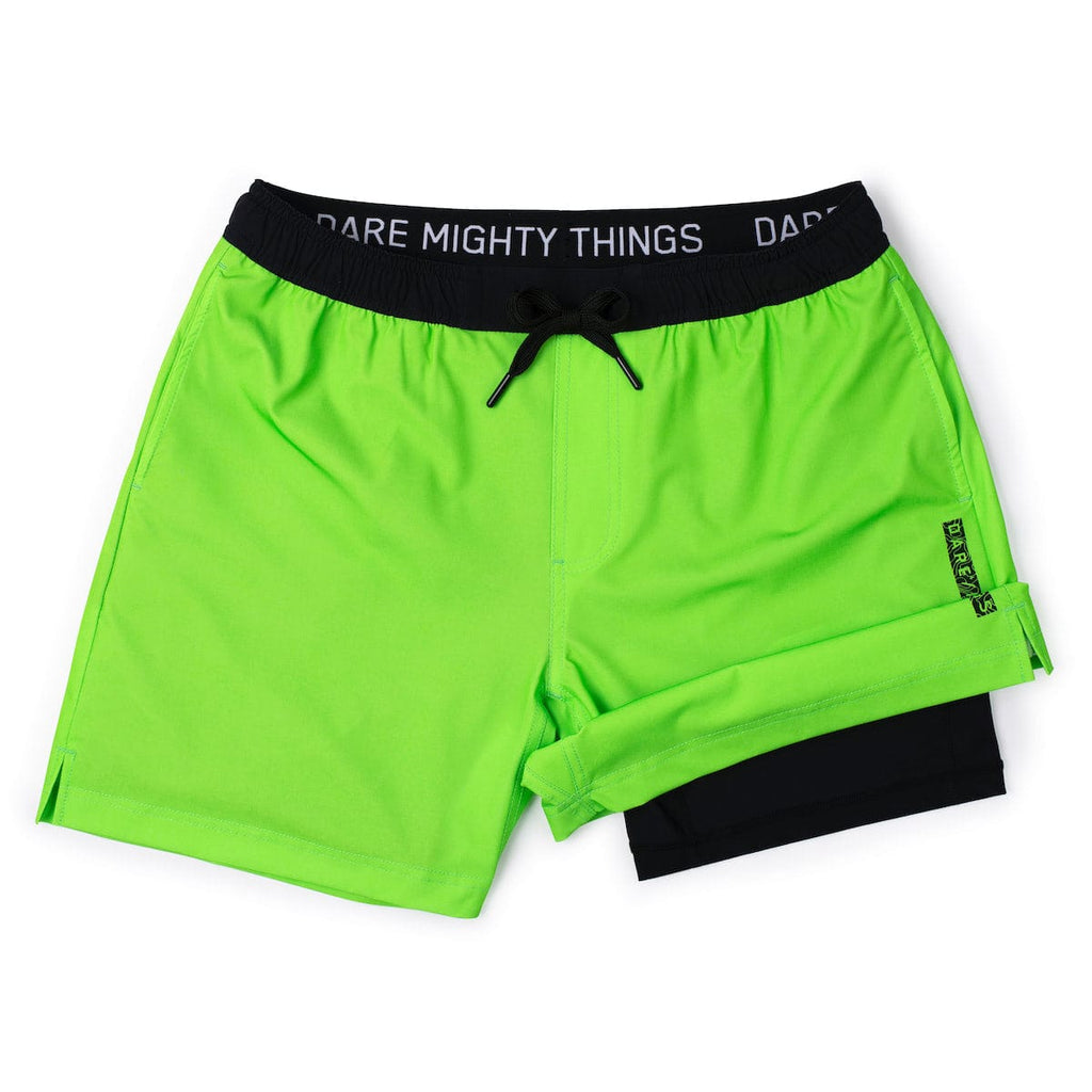 RSVLTS Radioactive V1 Lined Training Shorts in Green — front view