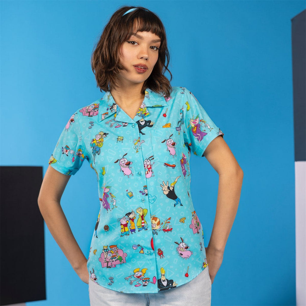 RSVLTS Friday Lineup Women's KUNUFLEX Short Sleeve Shirt in Blue — detail 5