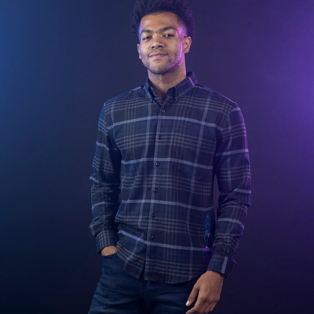 RSVLTS Black Panther BorlandFlex Long Sleeve Flannel in Purple — detail 5