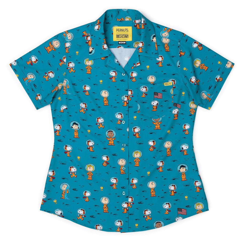 RSVLTS Astro 'Nuts Women's KUNUFLEX Short Sleeve Shirt in Blue — detail 4