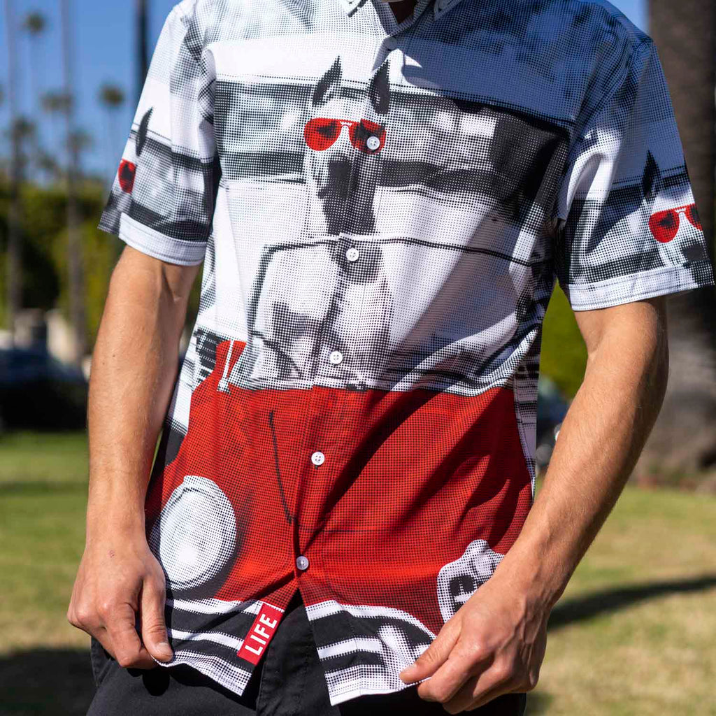 RSVLTS Doggone Cruisin KUNUFLEX Short Sleeve Shirt in Gray — detail 4