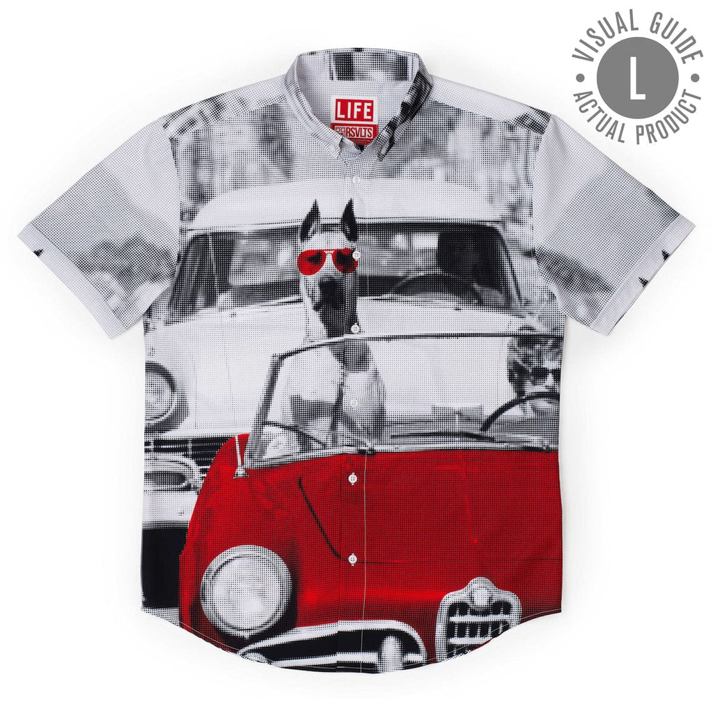 RSVLTS Doggone Cruisin KUNUFLEX Short Sleeve Shirt in Gray — detail 9