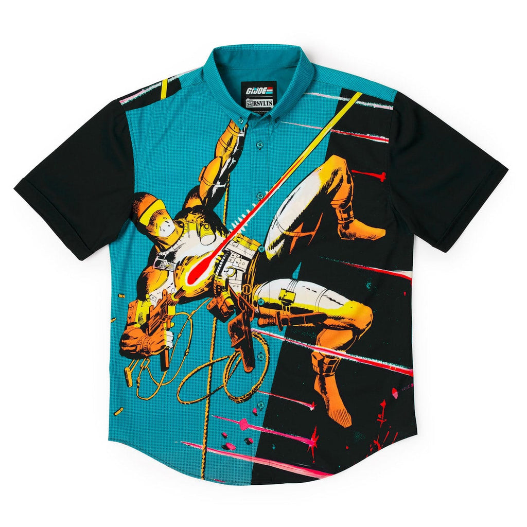 RSVLTS Silent Interlude KUNUFLEX Short Sleeve Shirt in Black — detail 7