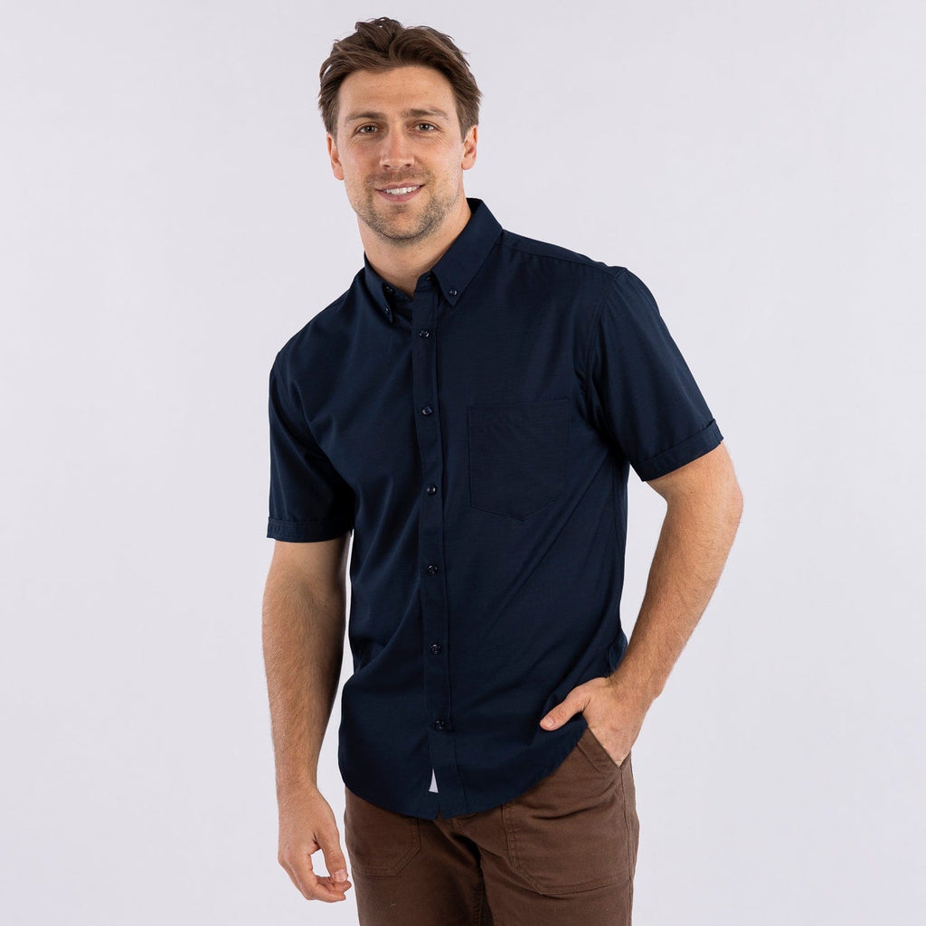 RSVLTS Overture Midnight Blue KUNUFLEX Short Sleeve Shirt in Black — detail 3