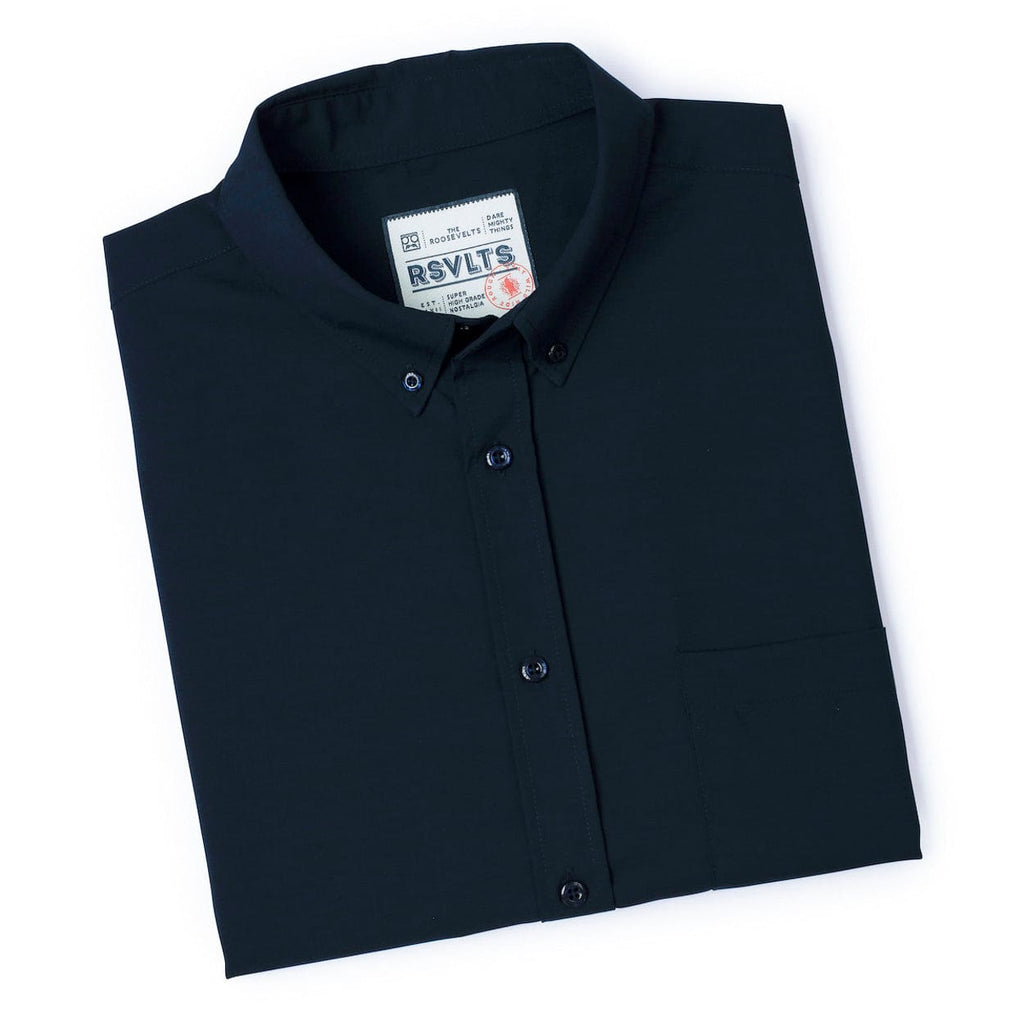 RSVLTS Overture Midnight Blue KUNUFLEX Short Sleeve Shirt in Black — detail 8