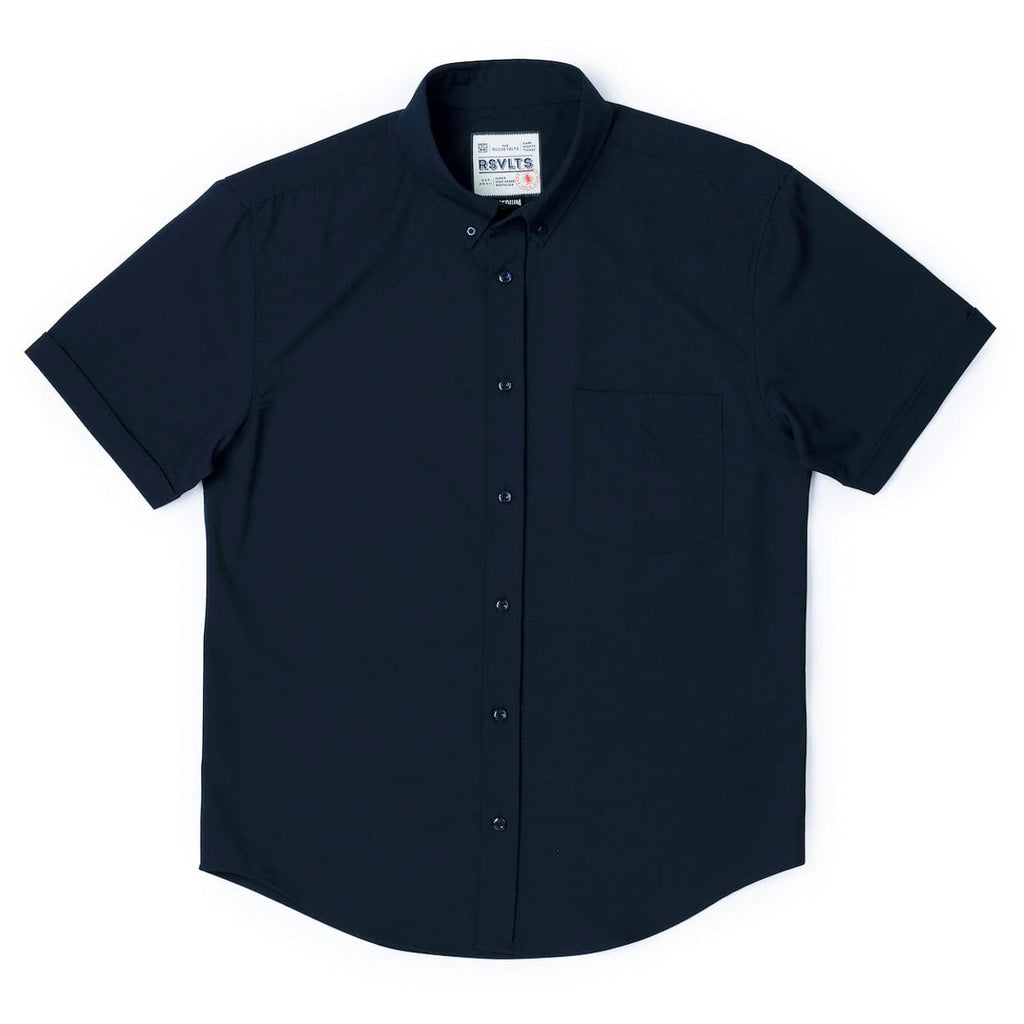 RSVLTS Overture Midnight Blue KUNUFLEX Short Sleeve Shirt in Black — detail 4