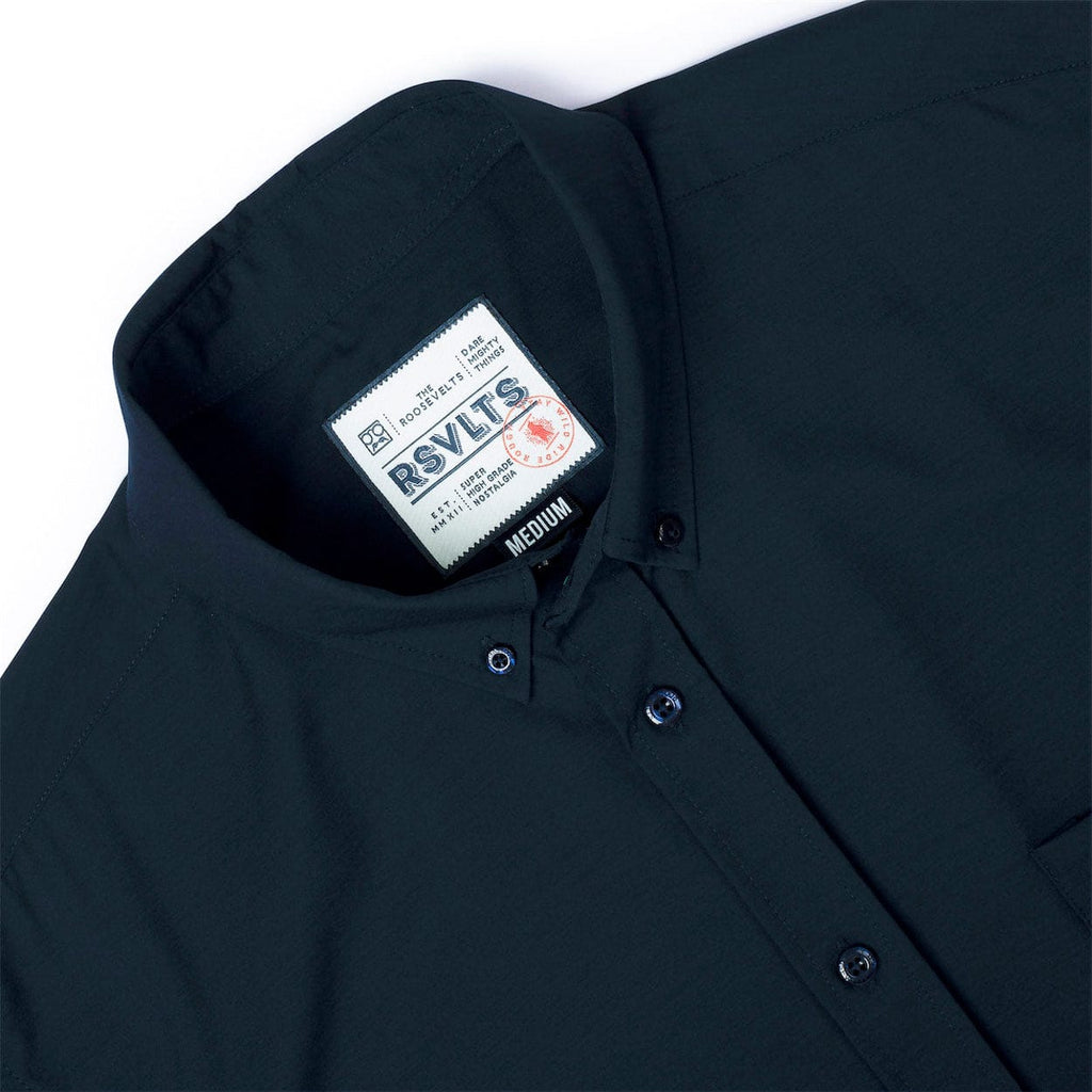 RSVLTS Overture Midnight Blue KUNUFLEX Short Sleeve Shirt in Black — detail 6