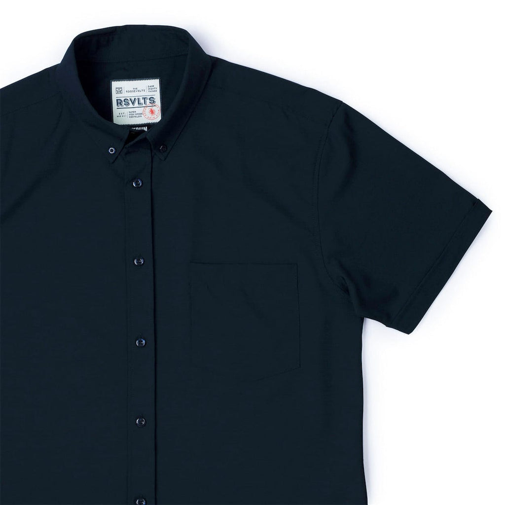 RSVLTS Overture Midnight Blue KUNUFLEX Short Sleeve Shirt in Black — detail 2