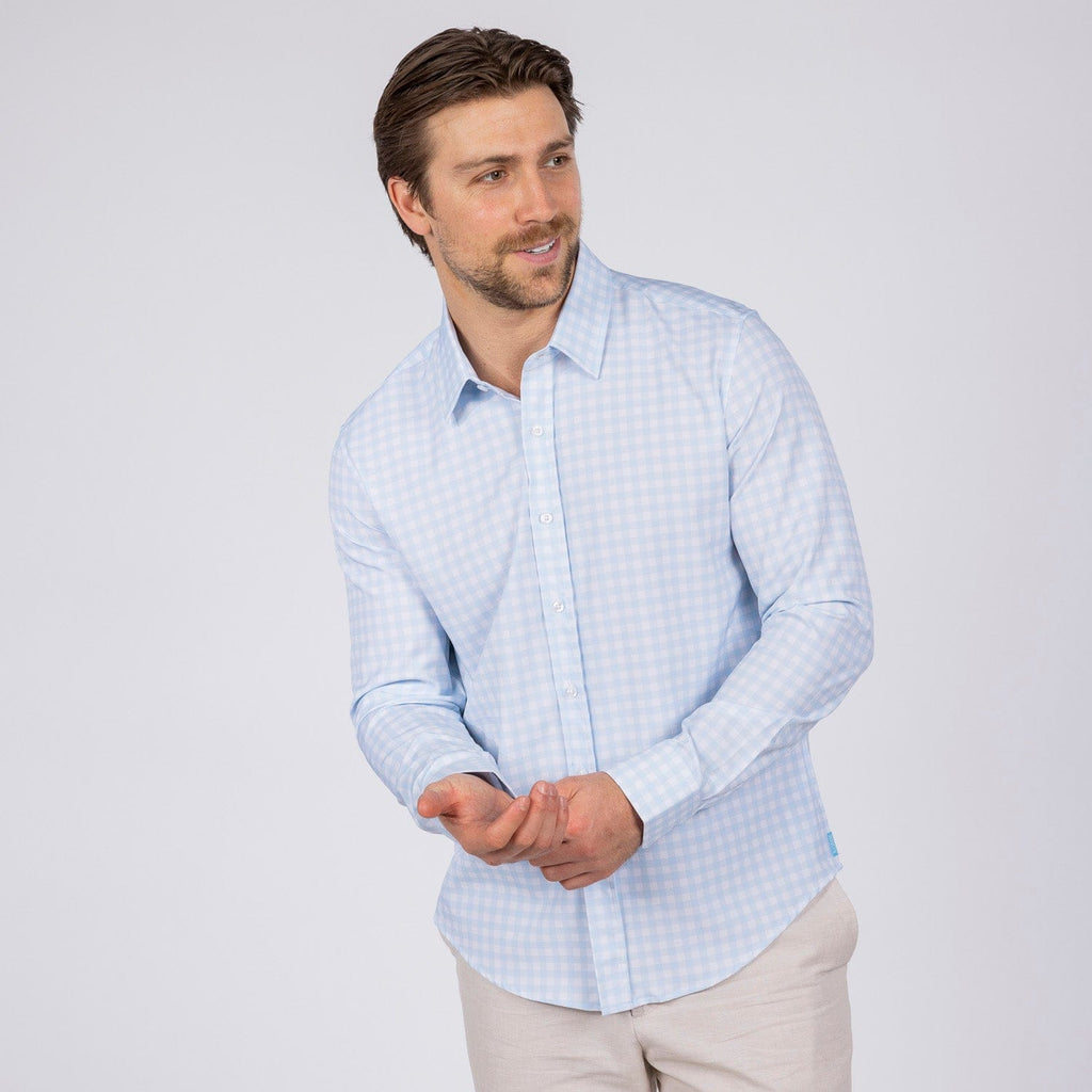 RSVLTS The Beckwith Good Looks KUNUFLEX Dress Shirt in Blue — detail 7