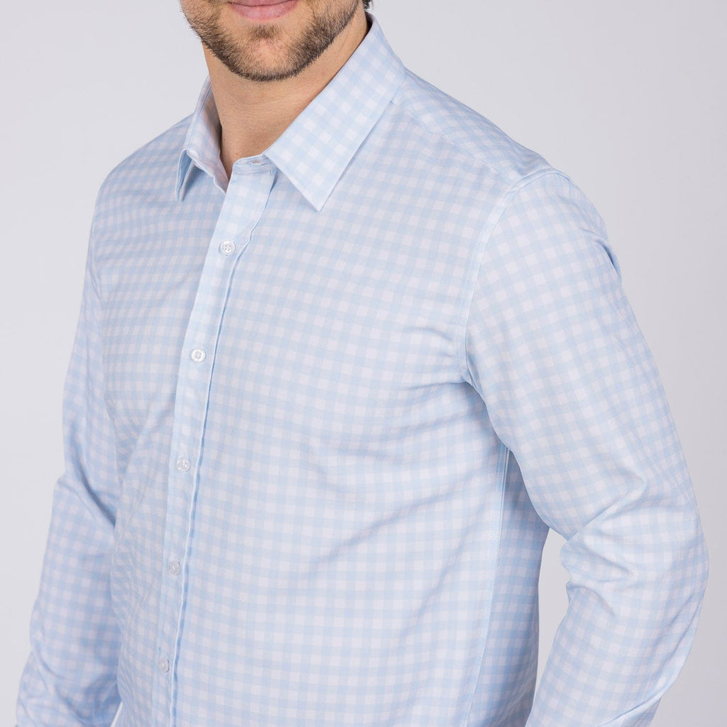 RSVLTS The Beckwith Good Looks KUNUFLEX Dress Shirt in Blue — front view