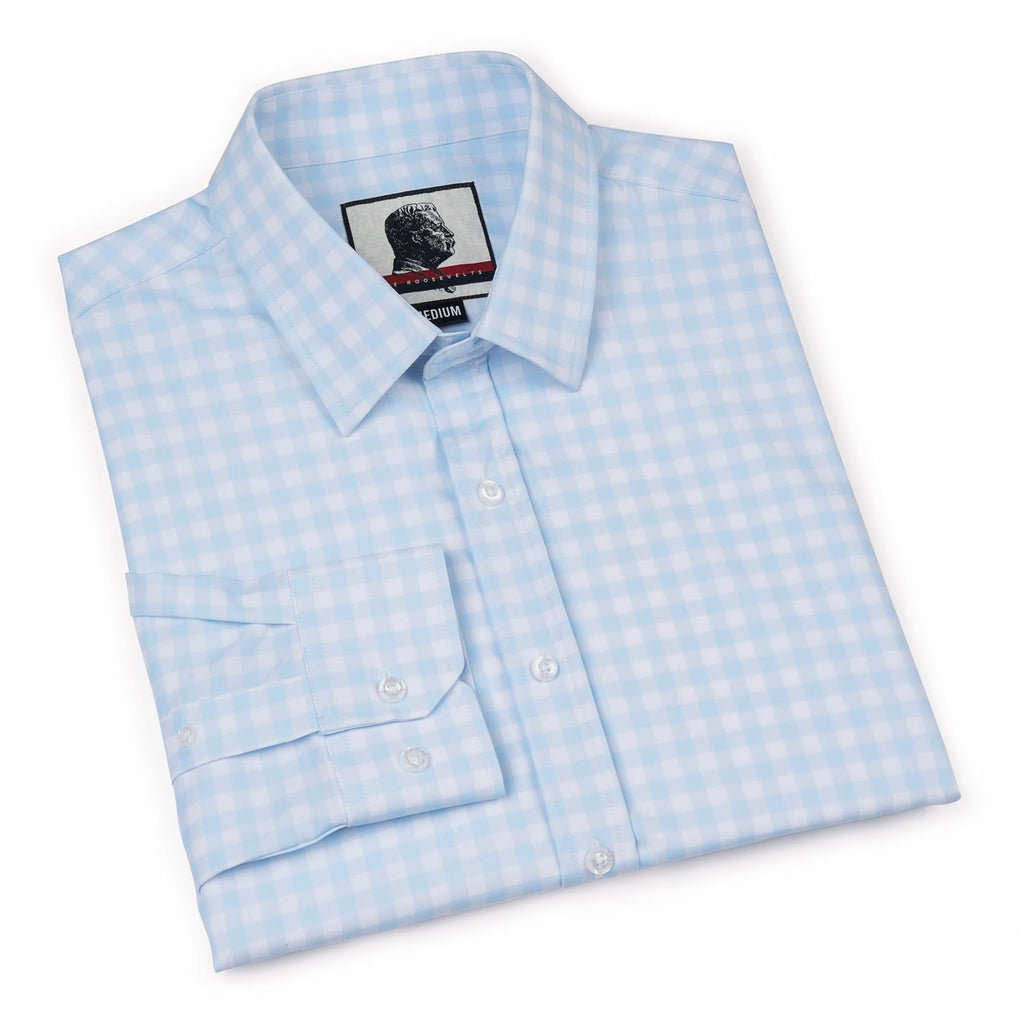 RSVLTS The Beckwith Good Looks KUNUFLEX Dress Shirt in Blue — detail 13