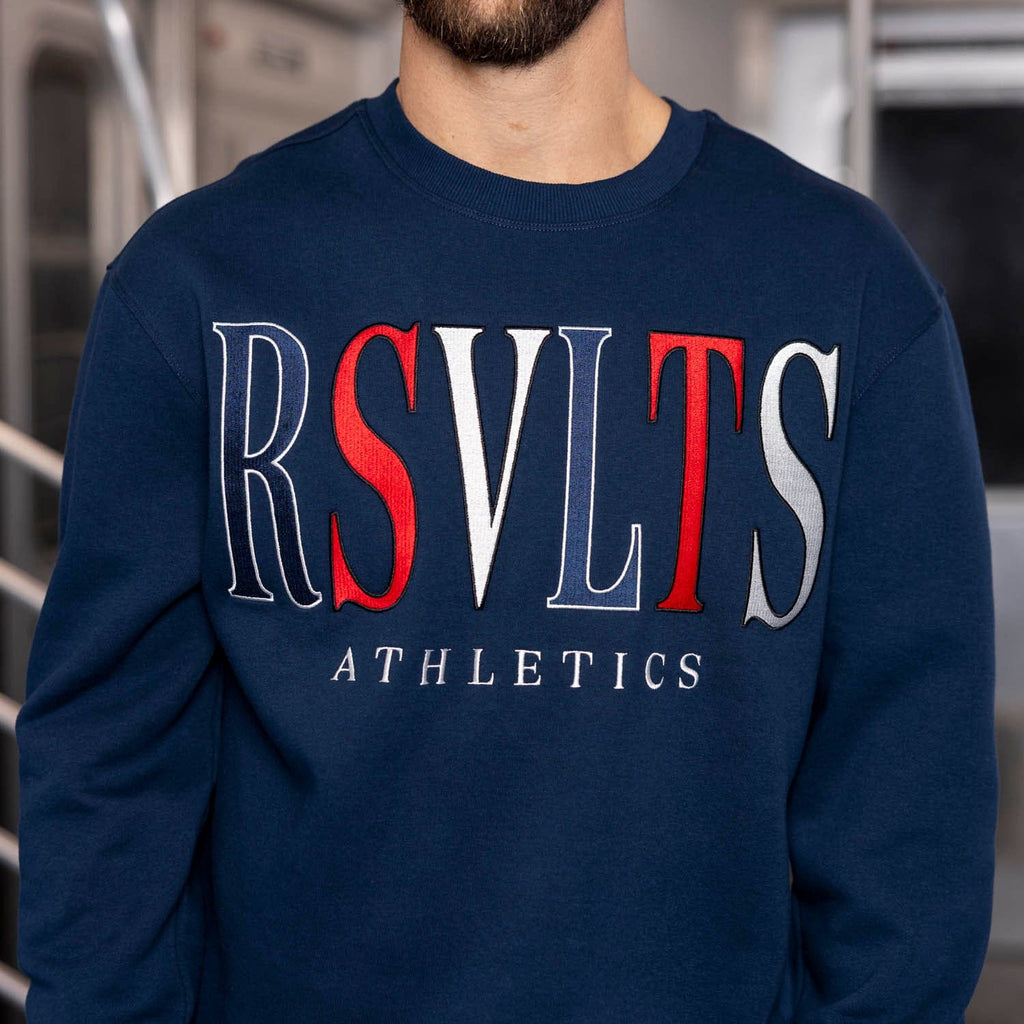 RSVLTS RSVLTS Athletics Crewneck Sweatshirt in Blue — front view
