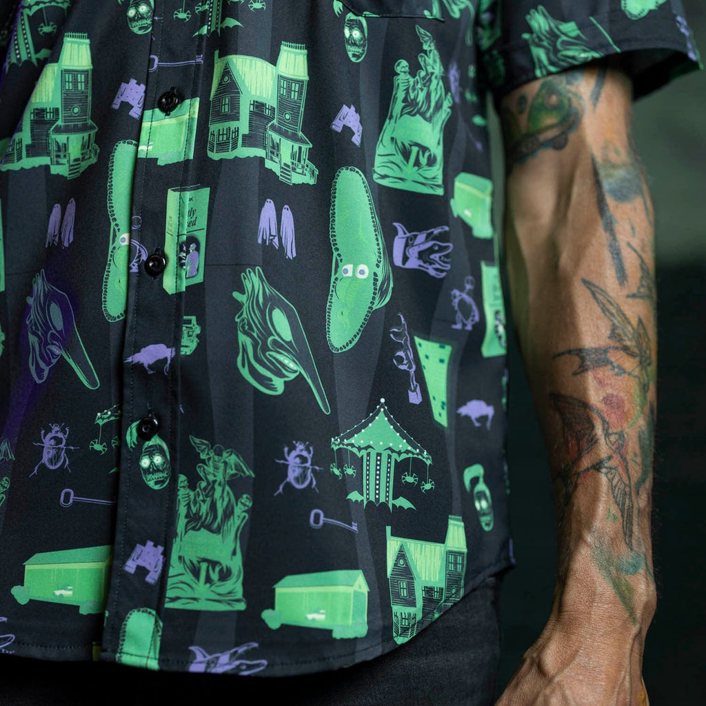 RSVLTS Haunting of Maitland Manor KUNUFLEX Short Sleeve Shirt in Black — detail 7