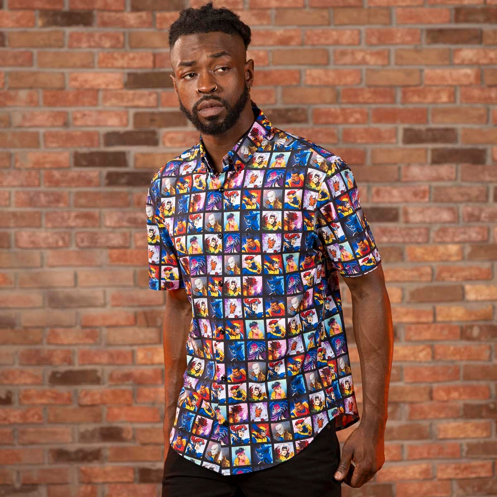 RSVLTS Uncanny Collage KUNUFLEX Short Sleeve Shirt in Multicolor — detail 2