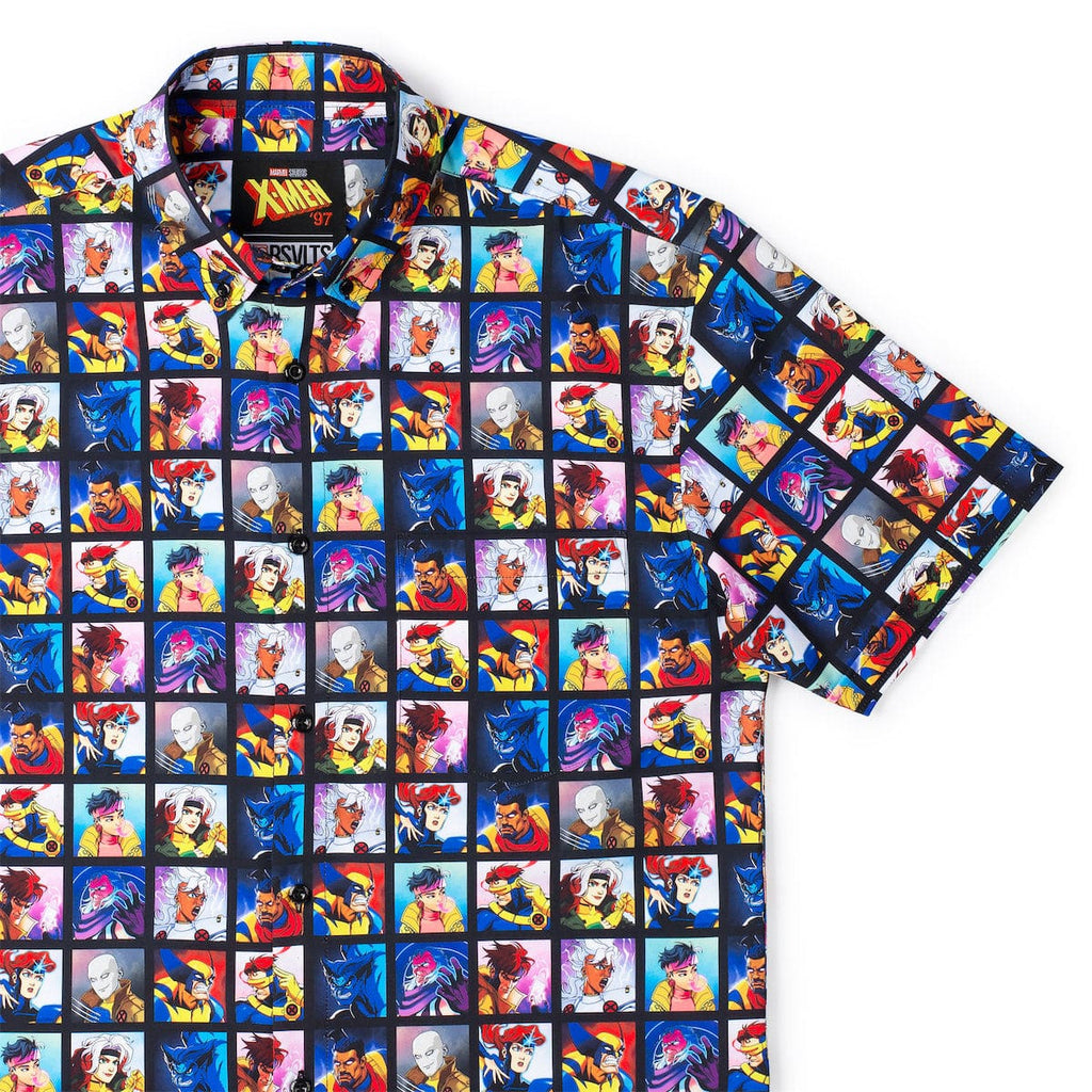 RSVLTS Uncanny Collage KUNUFLEX Short Sleeve Shirt in Multicolor — front view