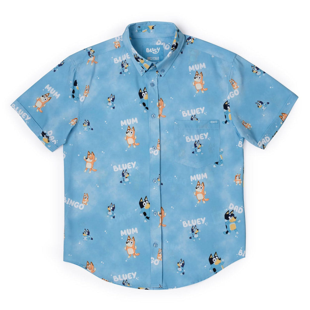 RSVLTS Meet the Heelers Youth KUNUFLEX Short Sleeve Shirt in Blue — front view