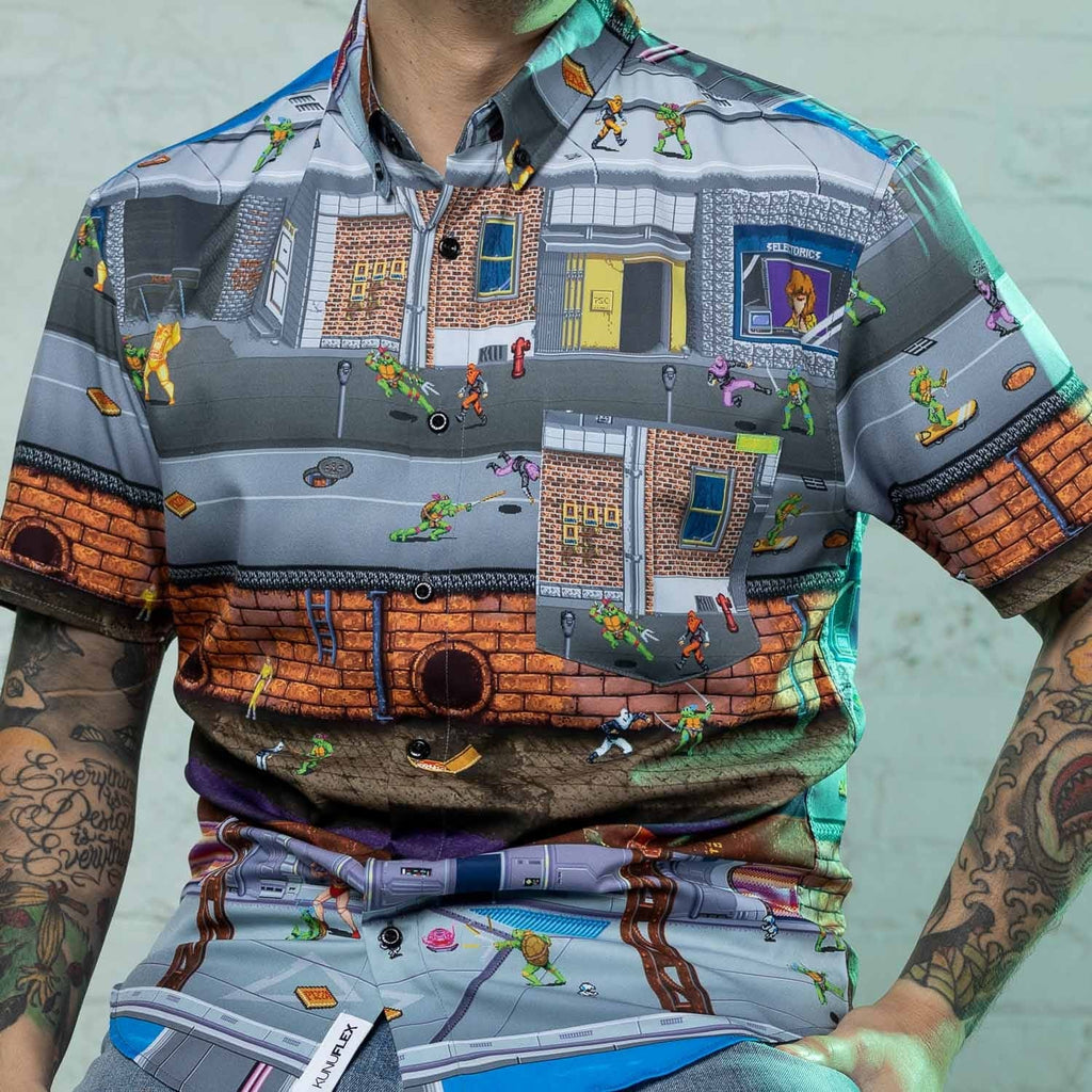 RSVLTS Button Mashers KUNUFLEX Short Sleeve Shirt in Multicolor — detail 9