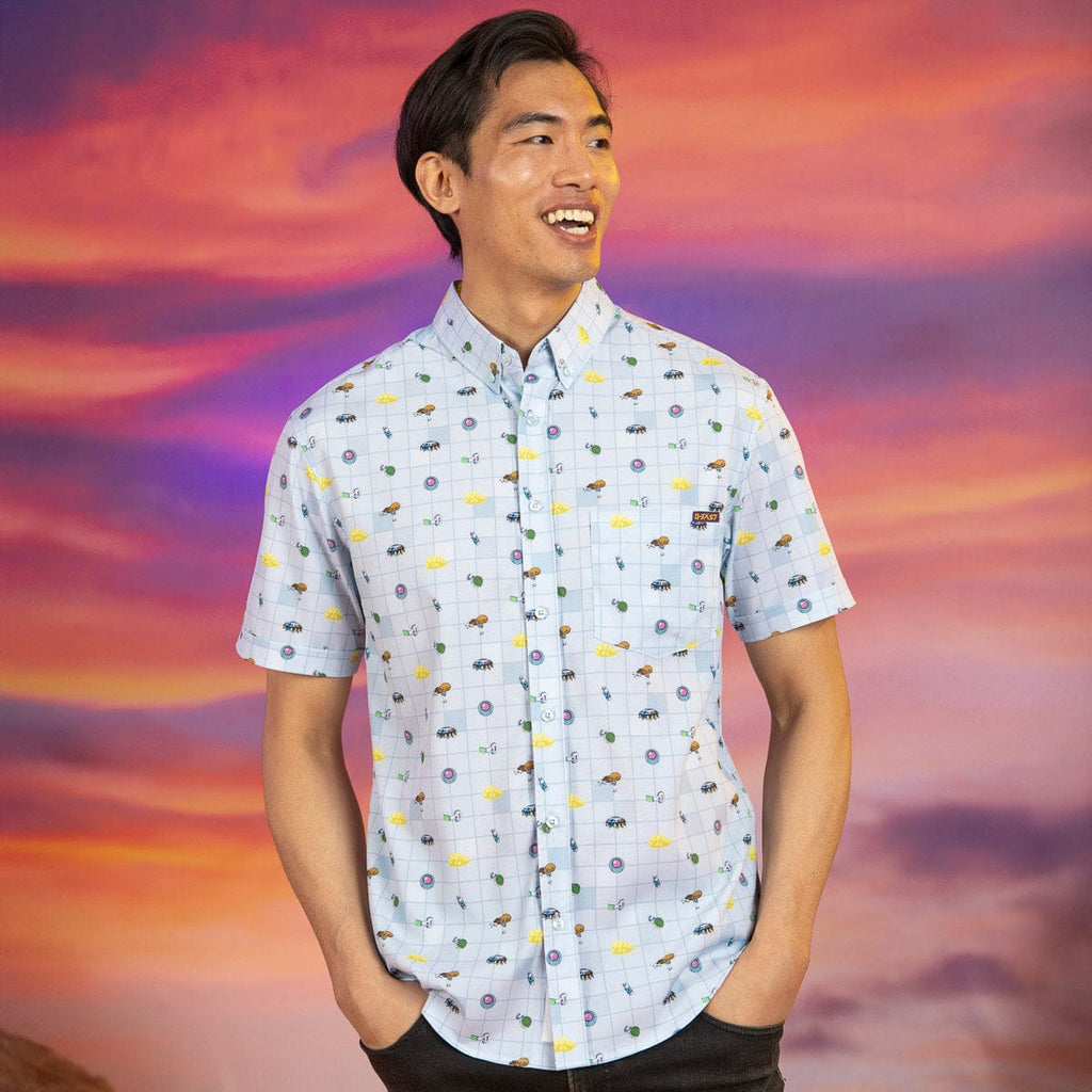RSVLTS Gear & Grid KUNUFLEX Short Sleeve Shirt in Blue — detail 7