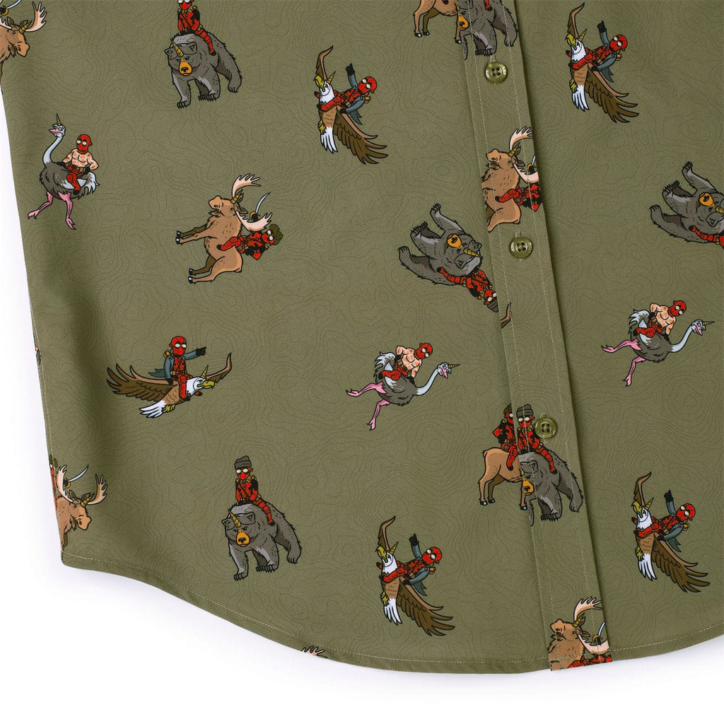 RSVLTS Deady Riding Things KUNUFLEX Short Sleeve Shirt in Green — detail 11
