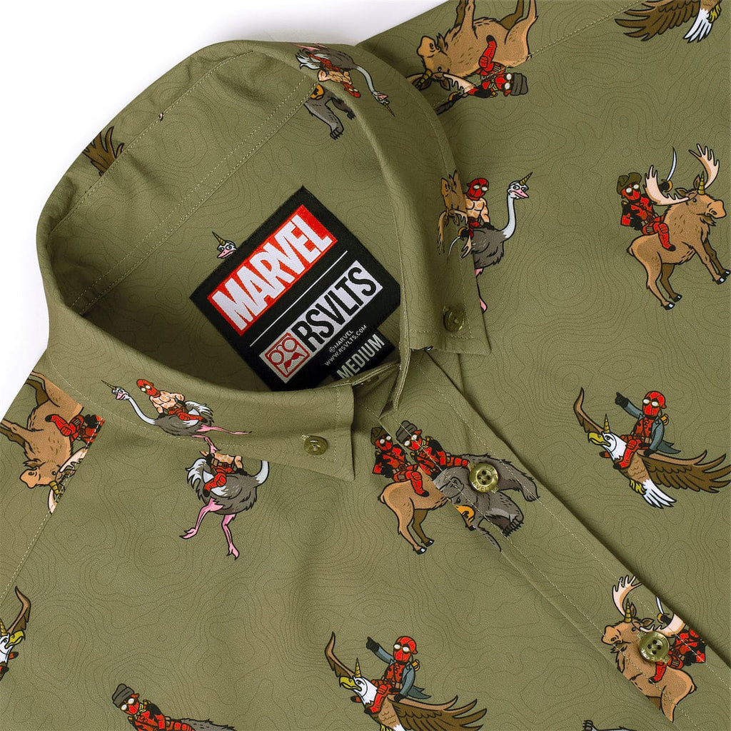 RSVLTS Deady Riding Things KUNUFLEX Short Sleeve Shirt in Green — detail 10