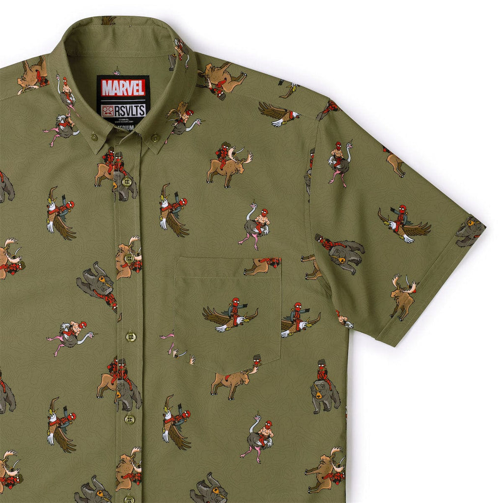 RSVLTS Deady Riding Things KUNUFLEX Short Sleeve Shirt in Green — front view