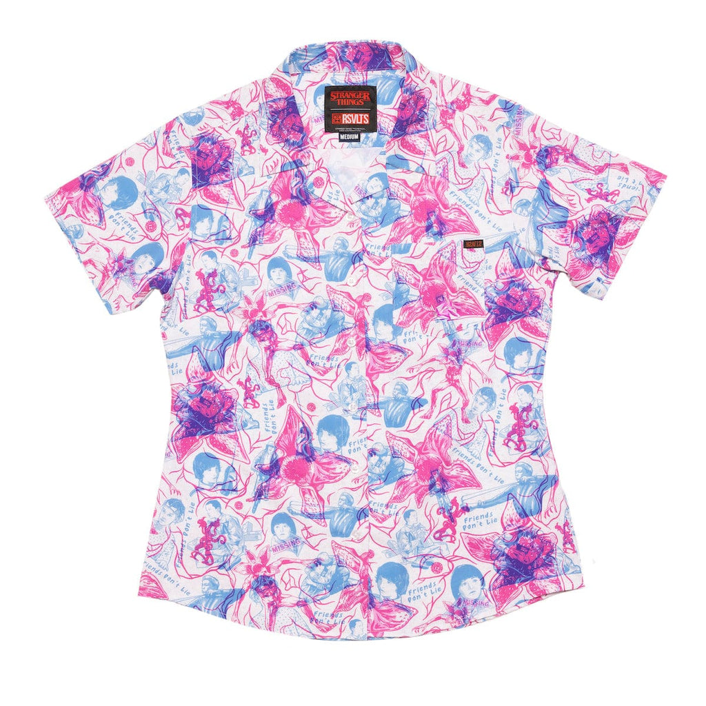 RSVLTS Friends Don't Lie Women's KUNUFLEX Short Sleeve Shirt in Blue — detail 5