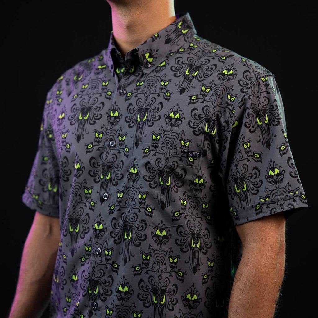 RSVLTS Wall Creeps KUNUFLEX Short Sleeve Shirt in Gray — detail 2