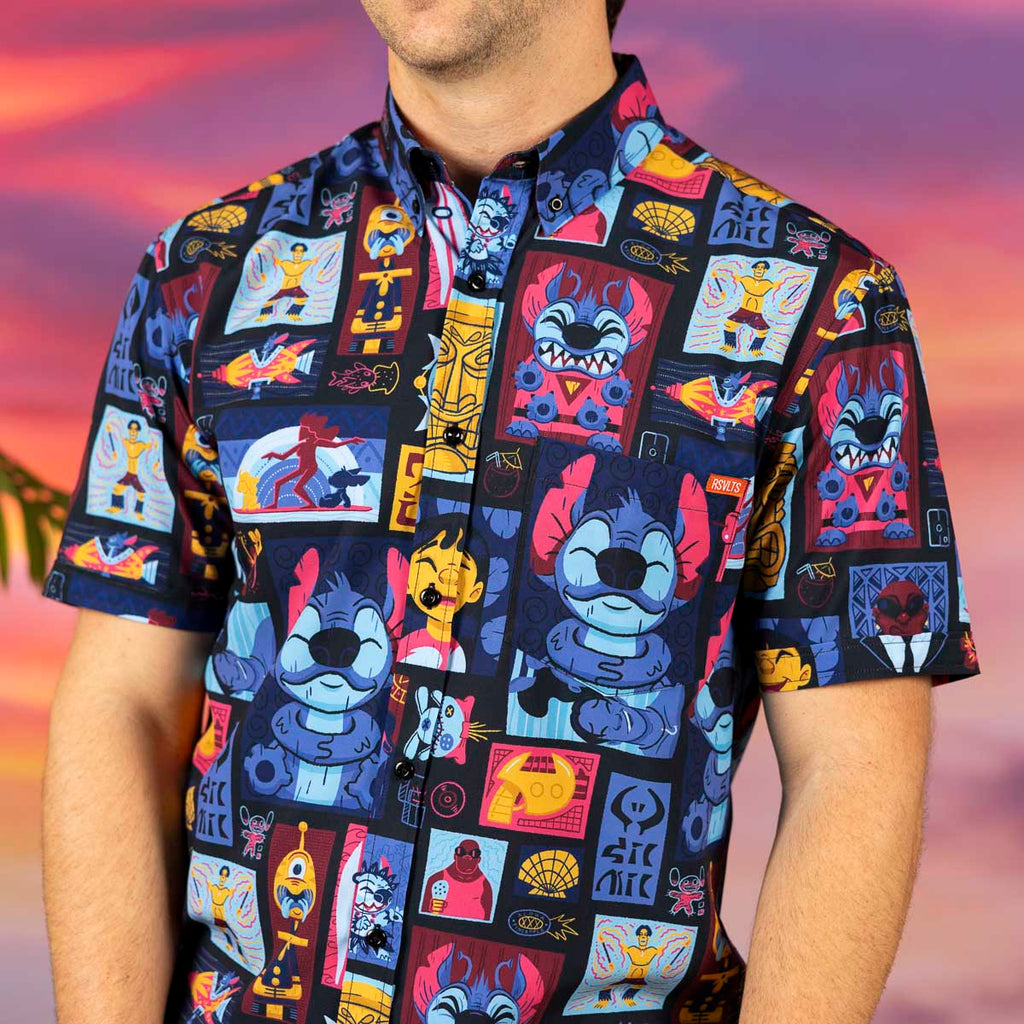 RSVLTS Tiki-terrestrial KUNUFLEX Short Sleeve Shirt in Black — detail 4