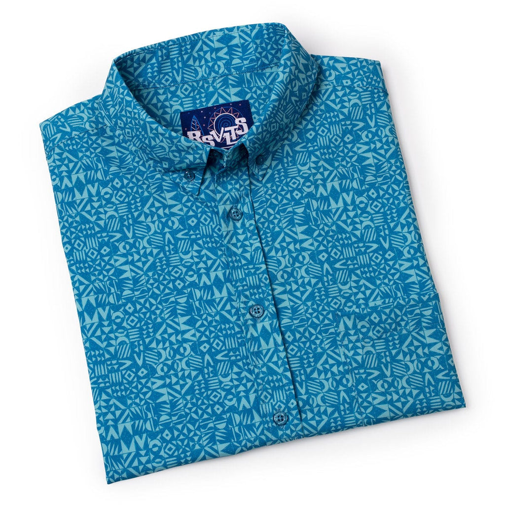 RSVLTS Vaya Con Dios KUNUFLEX Short Sleeve Shirt in Blue — detail 8