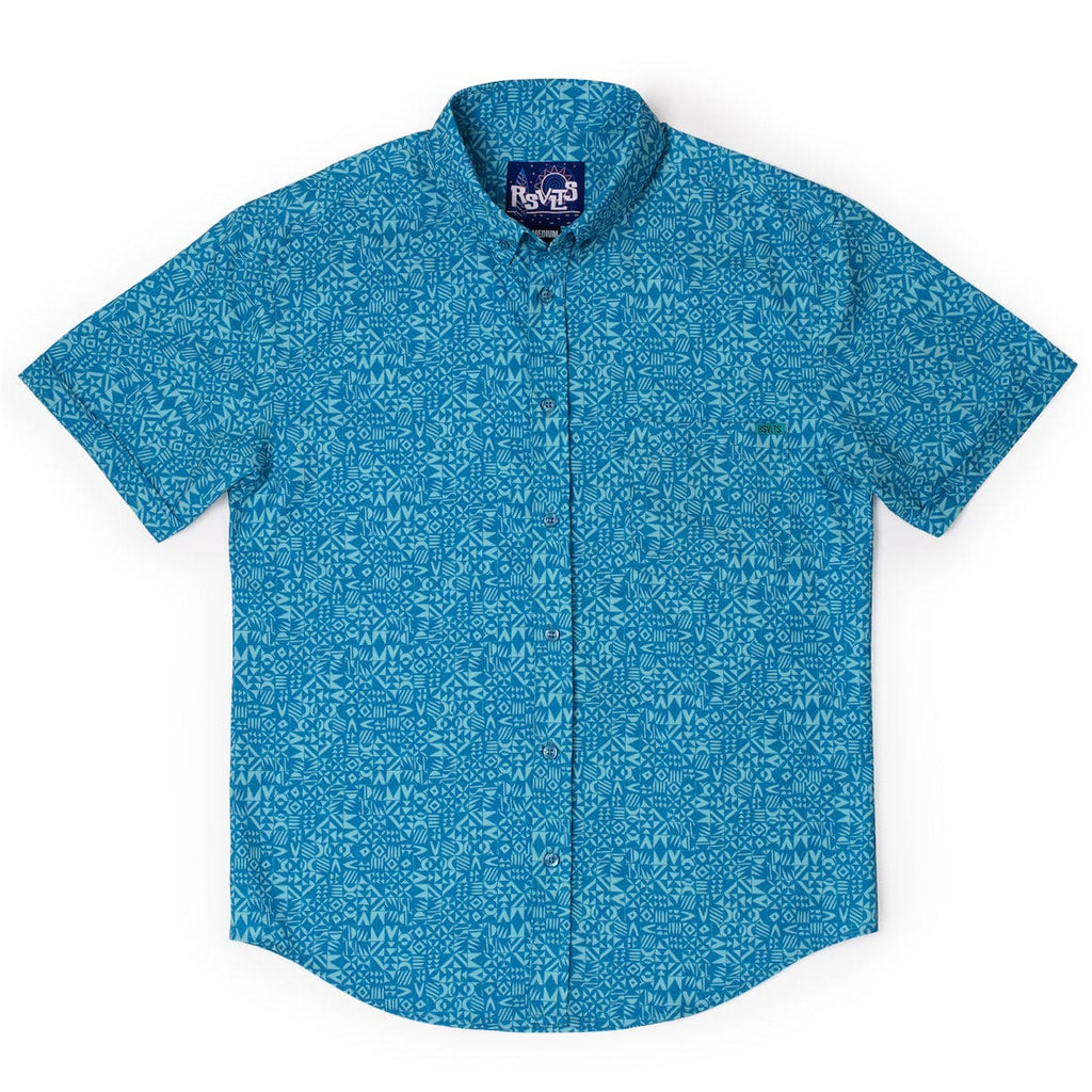 RSVLTS Vaya Con Dios KUNUFLEX Short Sleeve Shirt in Blue — detail 3