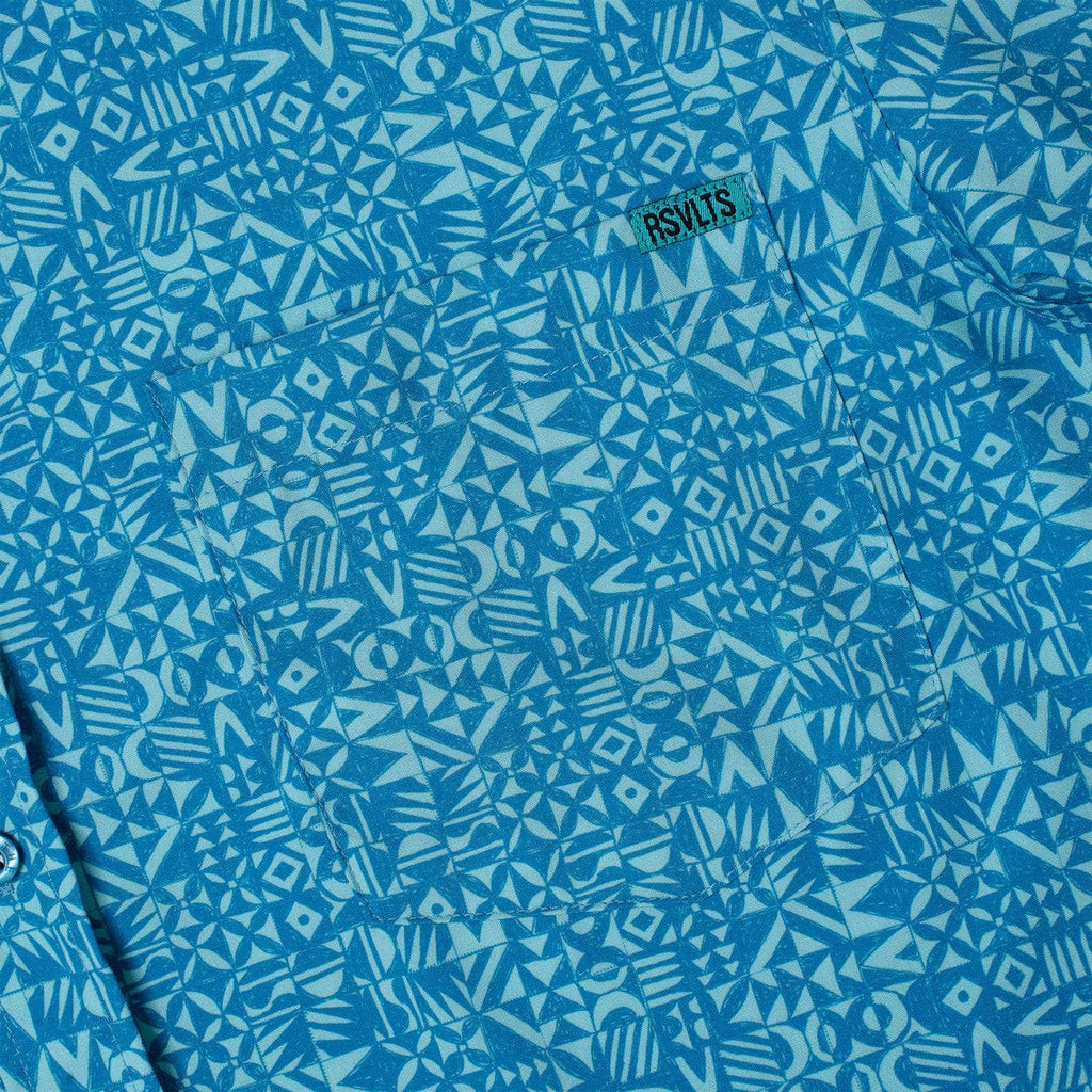 RSVLTS Vaya Con Dios KUNUFLEX Short Sleeve Shirt in Blue — detail 2