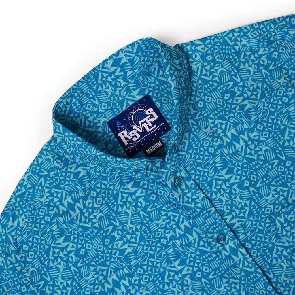 RSVLTS Vaya Con Dios KUNUFLEX Short Sleeve Shirt in Blue — detail 5