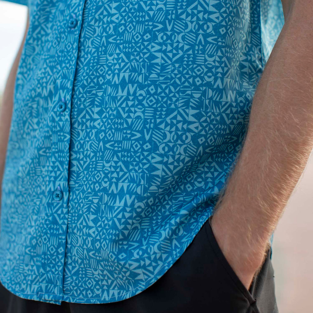 RSVLTS Vaya Con Dios KUNUFLEX Short Sleeve Shirt in Blue — detail 7