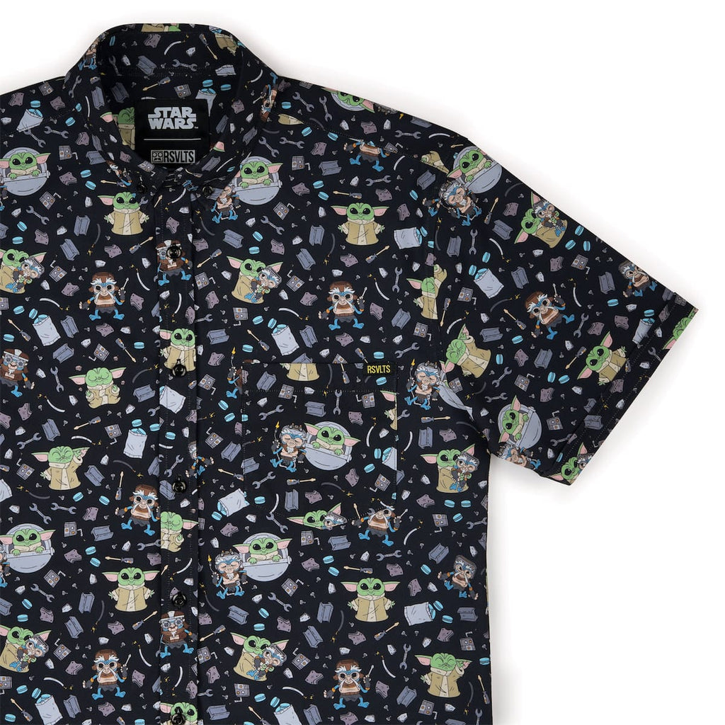 RSVLTS Frik 'n' Grogu KUNUFLEX Short Sleeve Shirt in Black — front view