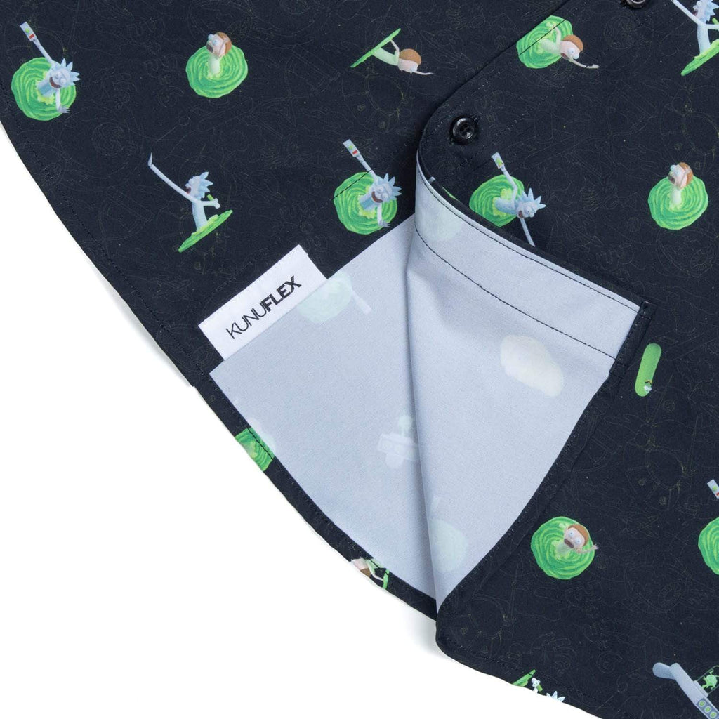 RSVLTS The Portal KUNUFLEX Short Sleeve Shirt in Black — detail 9