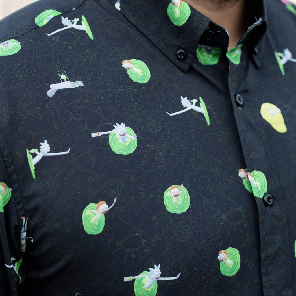 RSVLTS The Portal KUNUFLEX Short Sleeve Shirt in Black — detail 11
