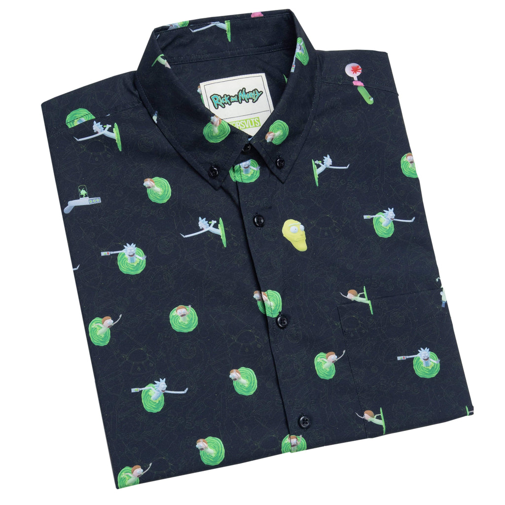 RSVLTS The Portal KUNUFLEX Short Sleeve Shirt in Black — detail 10