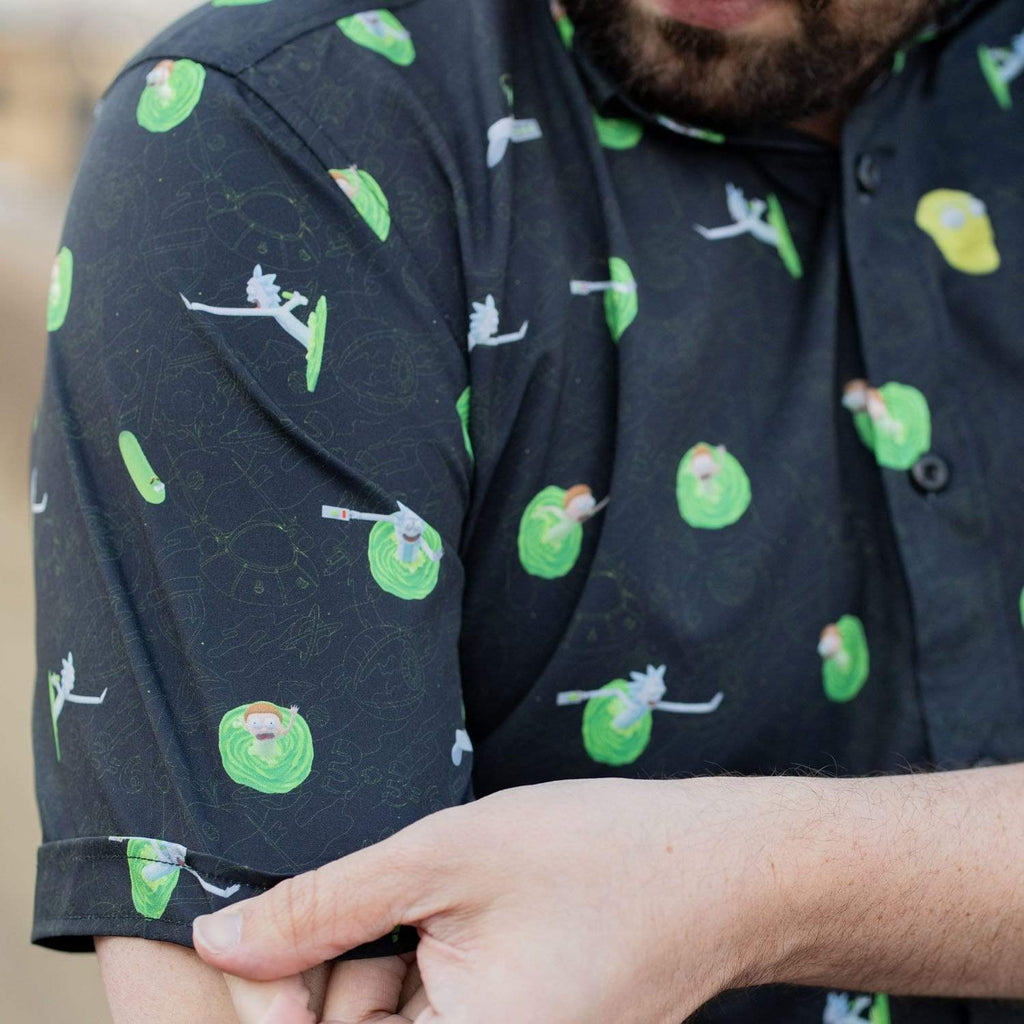 RSVLTS The Portal KUNUFLEX Short Sleeve Shirt in Black — detail 5