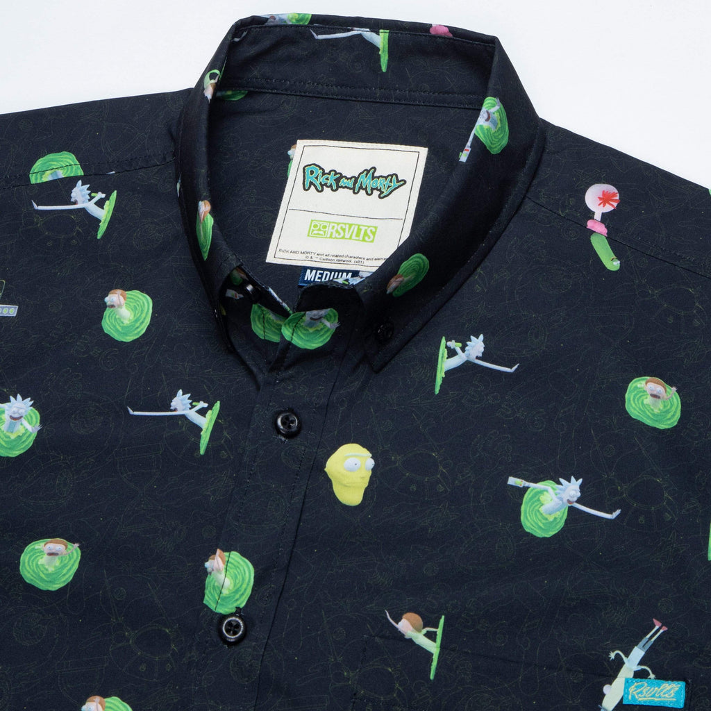 RSVLTS The Portal KUNUFLEX Short Sleeve Shirt in Black — detail 12