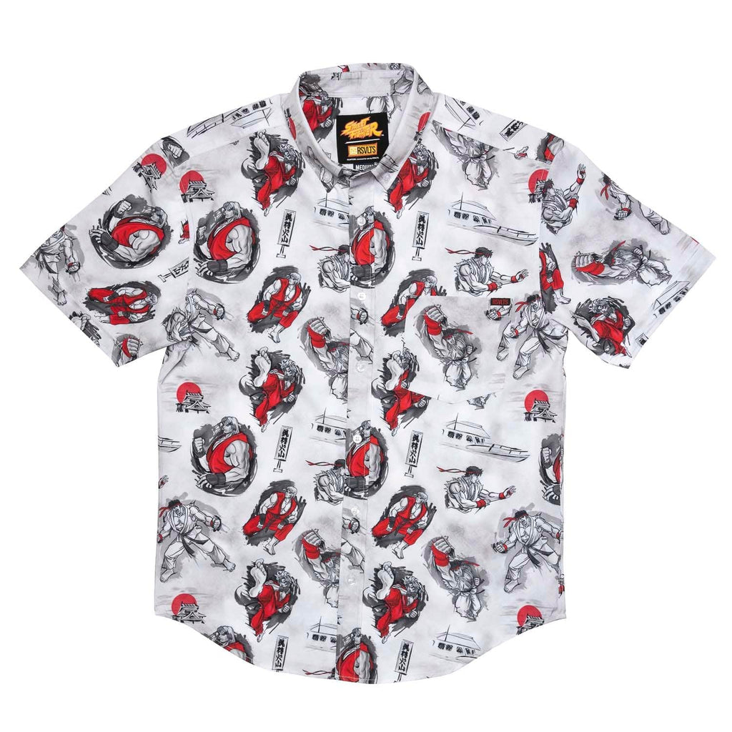 RSVLTS Art of Ansatsuken KUNUFLEX Short Sleeve Shirt in White — detail 3