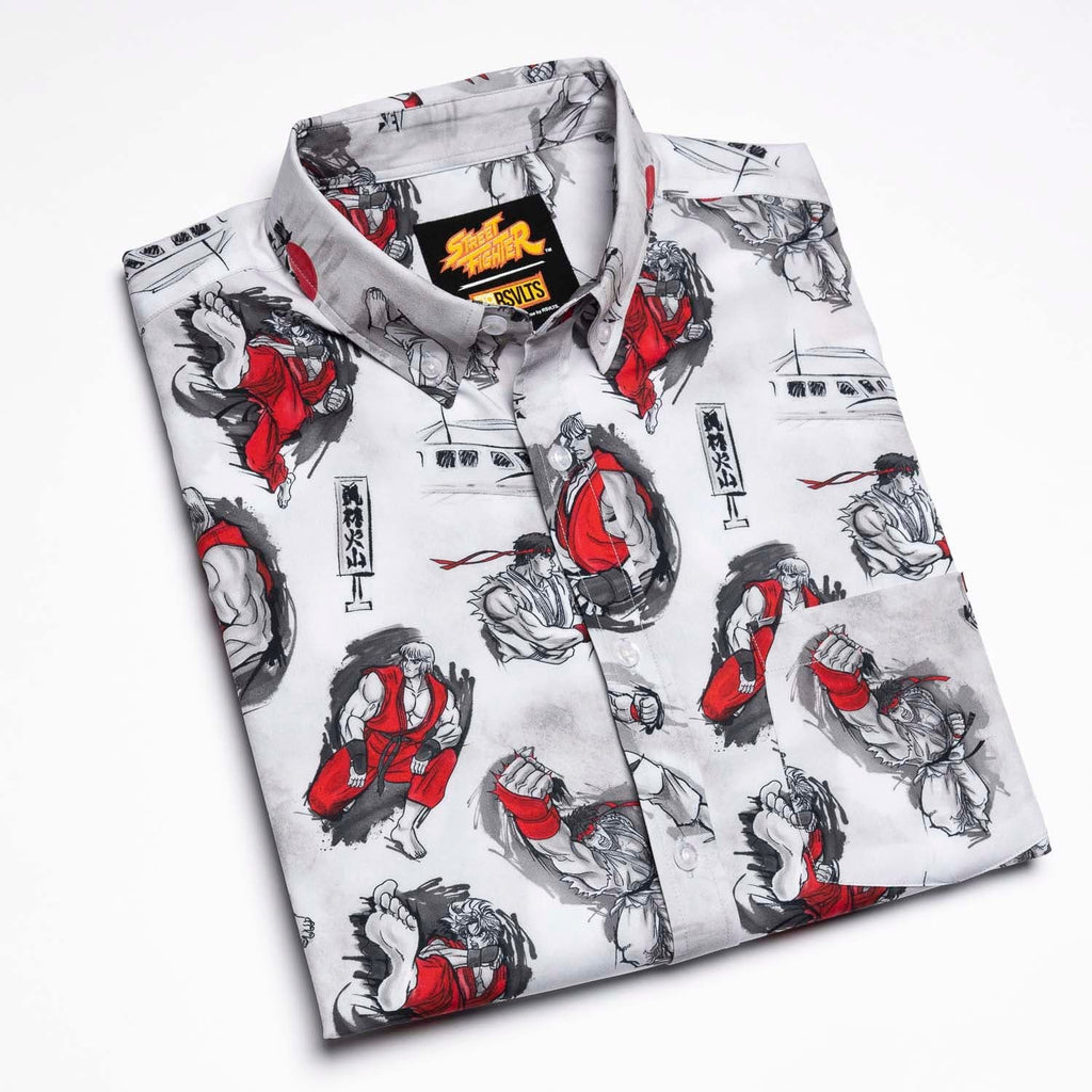 RSVLTS Art of Ansatsuken KUNUFLEX Short Sleeve Shirt in White — detail 9