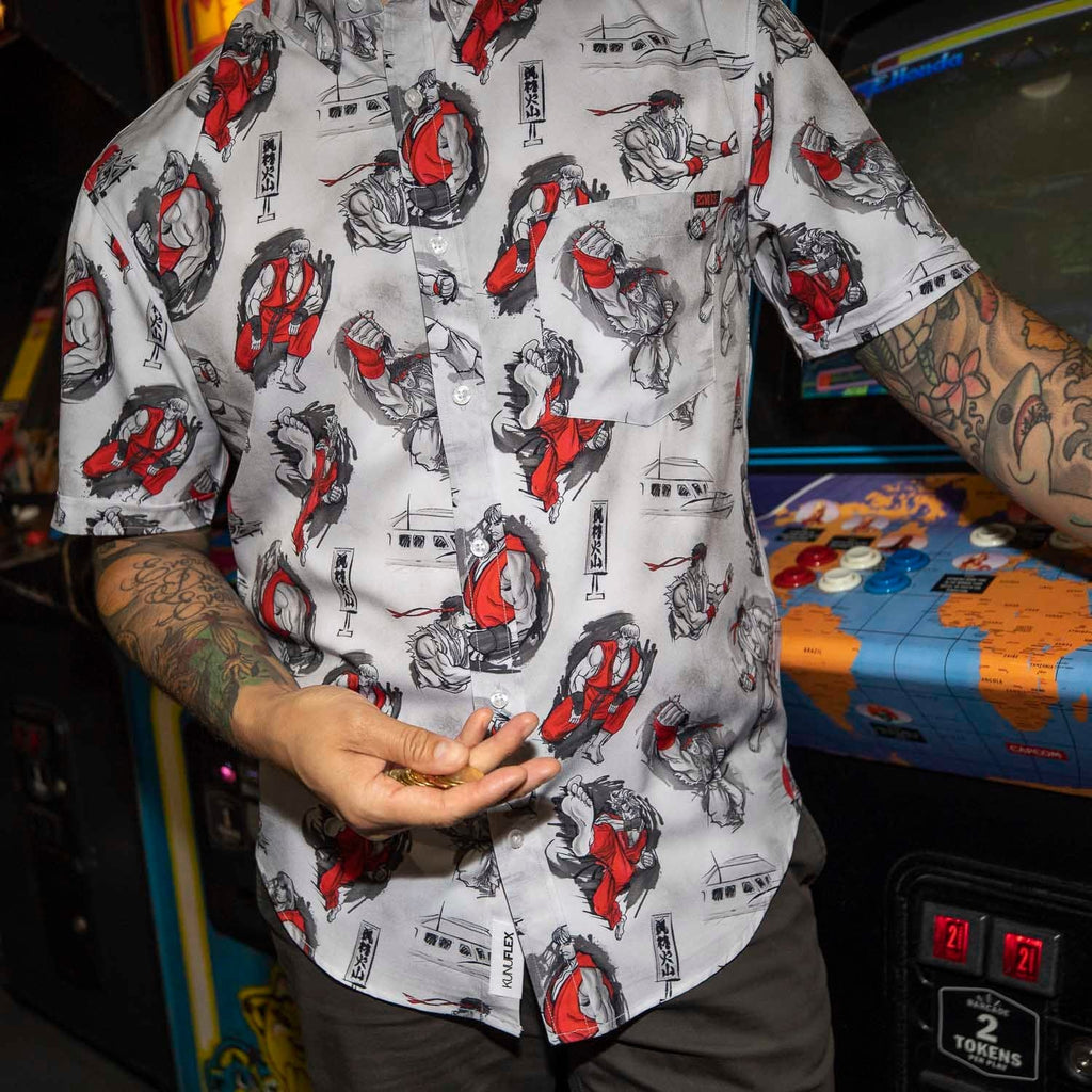 RSVLTS Art of Ansatsuken KUNUFLEX Short Sleeve Shirt in White — detail 2