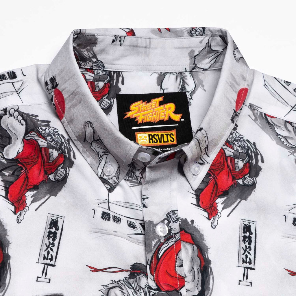 RSVLTS Art of Ansatsuken KUNUFLEX Short Sleeve Shirt in White — detail 8