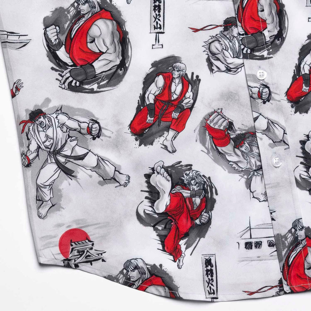 RSVLTS Art of Ansatsuken KUNUFLEX Short Sleeve Shirt in White — detail 4