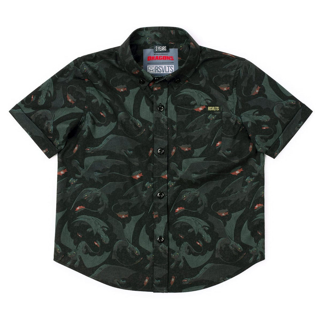 RSVLTS Unleash the Fury Preschool KUNUFLEX Short Sleeve Shirt in Black — front view